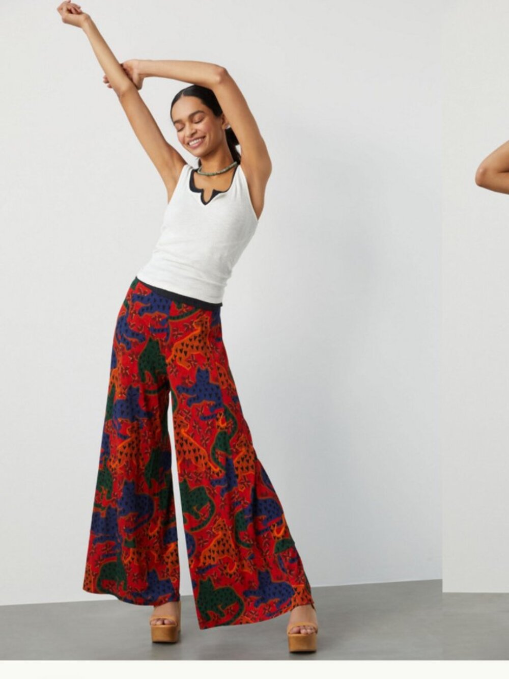 FARM RIO wide leg tiger print knit pants m